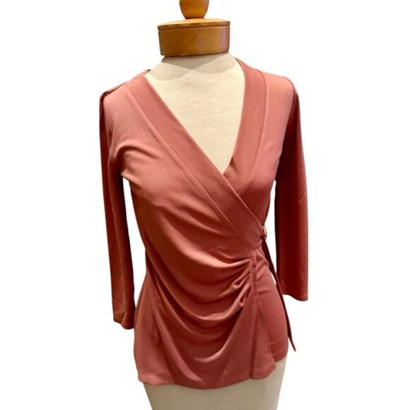 Lauren Ralph Lauren Faux Wrap Top | Rose Pink | SizeXS - Picture 2 of 10